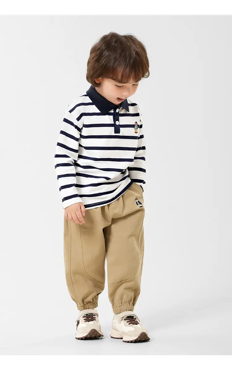 Boys Striped Polo Long Sleeve Spring T-Shirt — feature 6