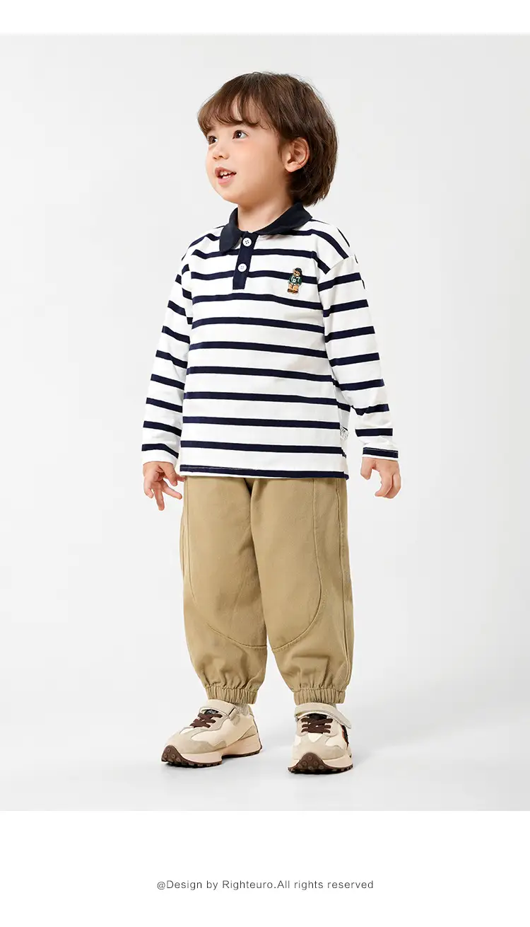 Boys Striped Polo Long Sleeve Spring T-Shirt — feature 8