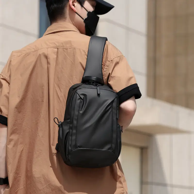 Men's Blue Crossbody Backpack with Adjustable Strap - Image 7