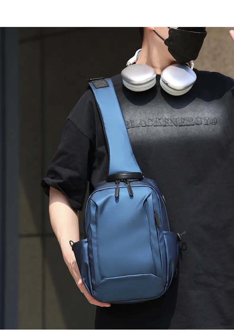 Men's Blue Crossbody Backpack with Adjustable Strap — feature 20