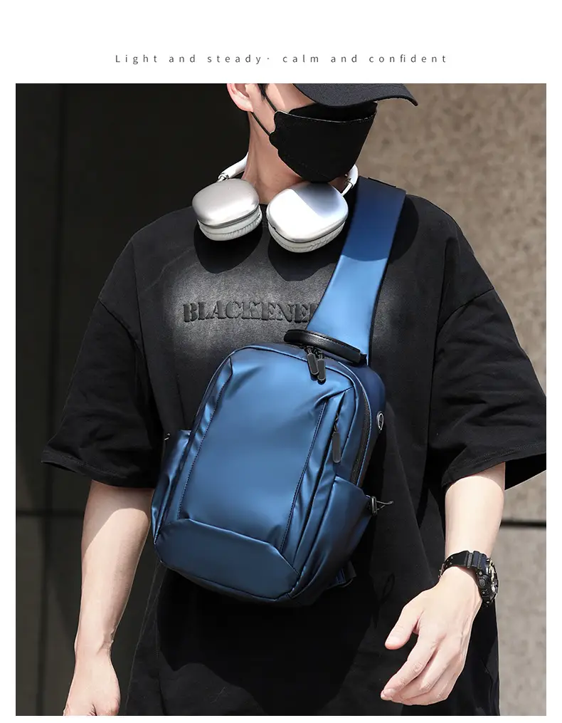 Men's Blue Crossbody Backpack with Adjustable Strap — feature 21