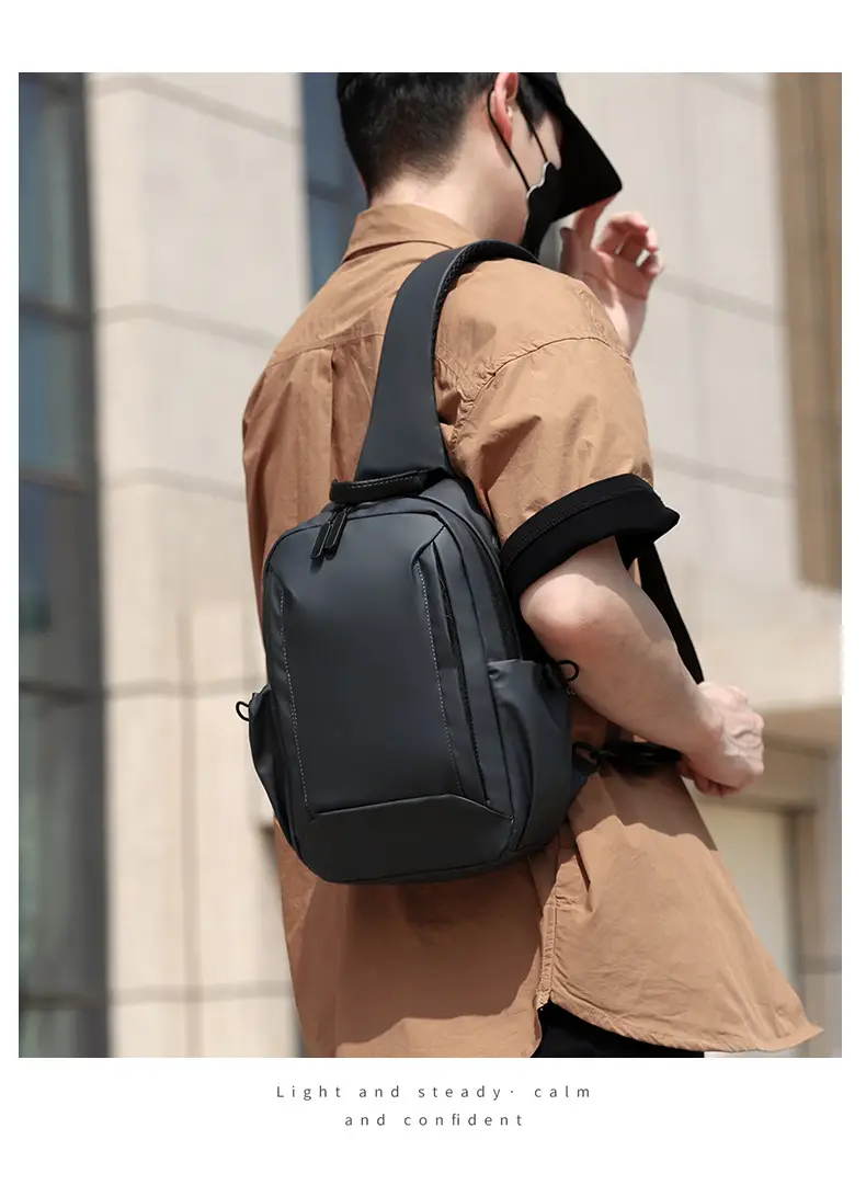 Men's Blue Crossbody Backpack with Adjustable Strap — feature 24