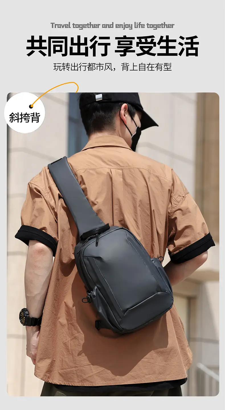 Men's Blue Crossbody Backpack with Adjustable Strap — feature 4