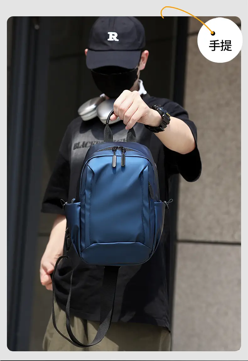 Men's Blue Crossbody Backpack with Adjustable Strap — feature 5