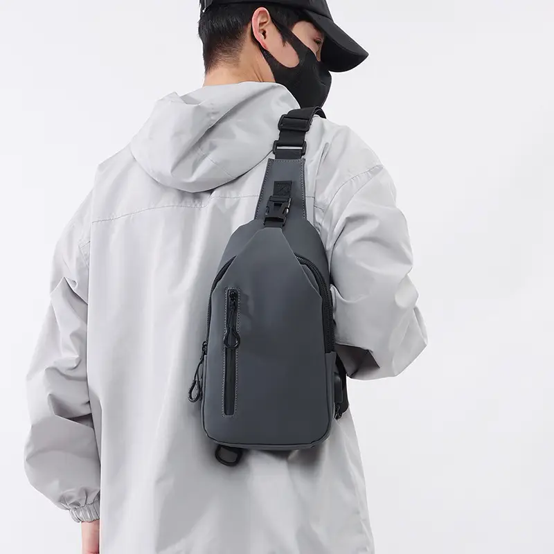 Men's Black Crossbody Bag with USB Charging - Image 8
