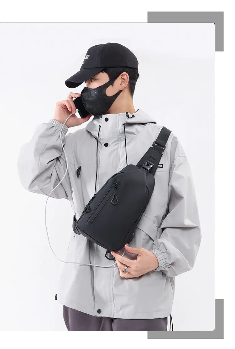 Men's Black Crossbody Bag with USB Charging — feature 14