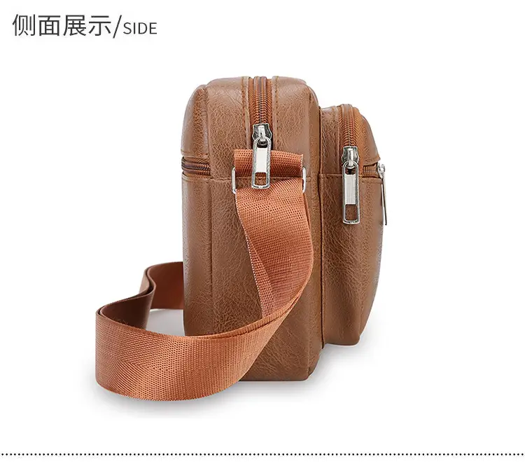 Men's Korean Style PU Leather Crossbody Bag Brown Large Capacity — feature 26