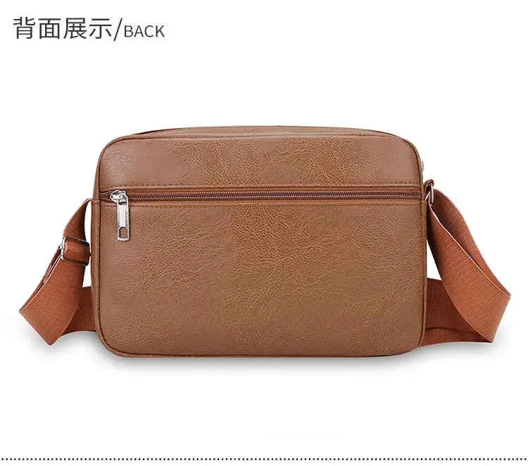 Men's Korean Style PU Leather Crossbody Bag Brown Large Capacity — feature 27