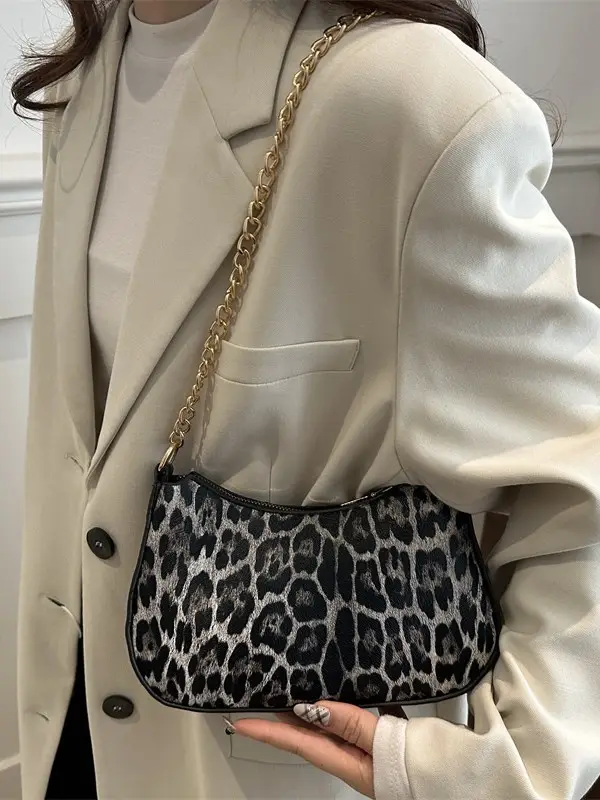 Leopard Print Shoulder Hobo Bag 2025 Autumn - Image 11