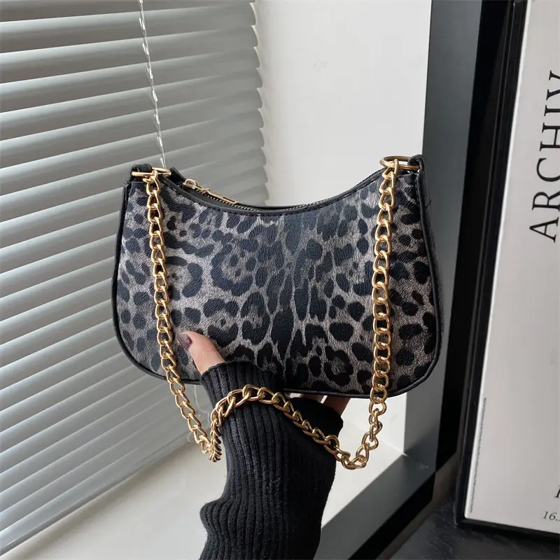 Leopard Print Shoulder Hobo Bag 2025 Autumn - Image 5