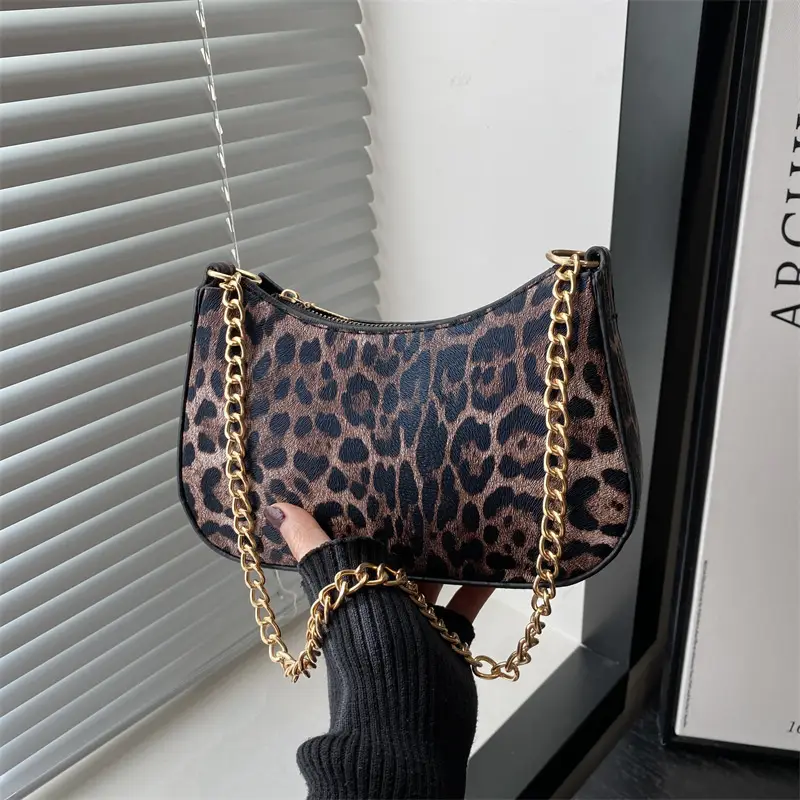 Leopard Print Shoulder Hobo Bag 2025 Autumn - Image 6