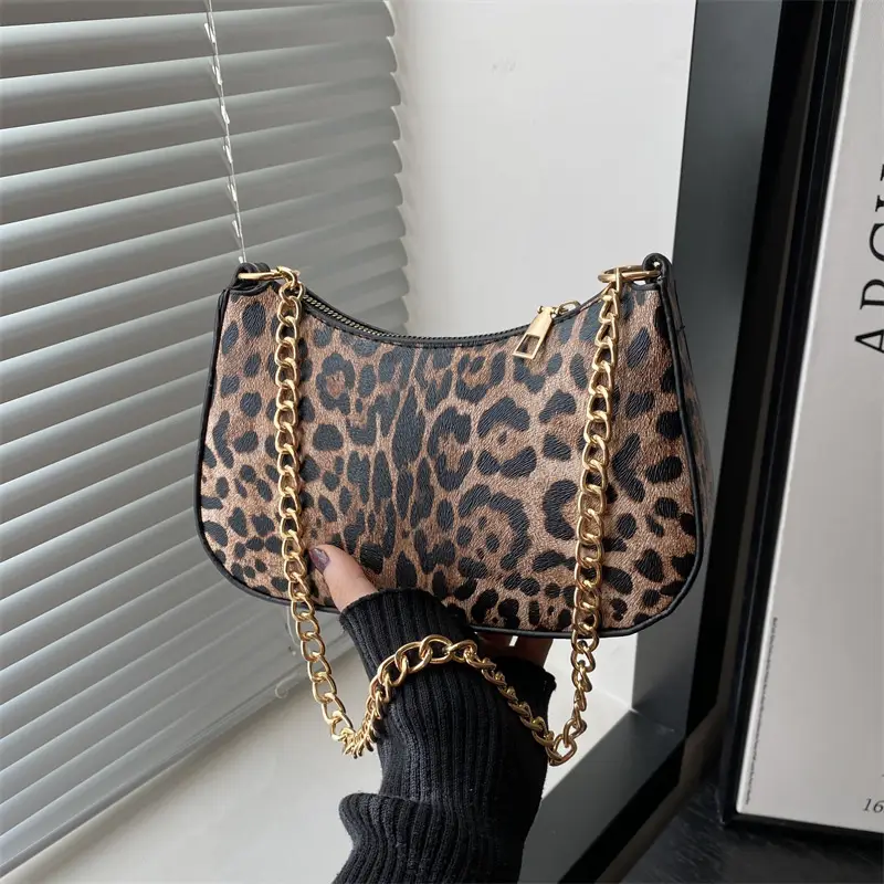 Leopard Print Shoulder Hobo Bag 2025 Autumn - Image 7