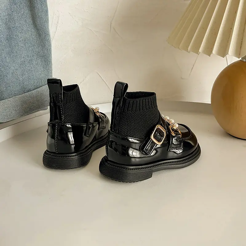 Baby Girls Socks Shoes Black Non-Slip Soft Sole - Image 4