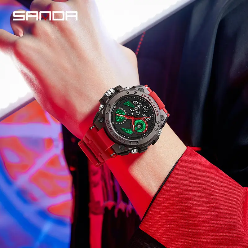 Sanda Sport Watch Gold Black Waterproof Multi Function - Image 8