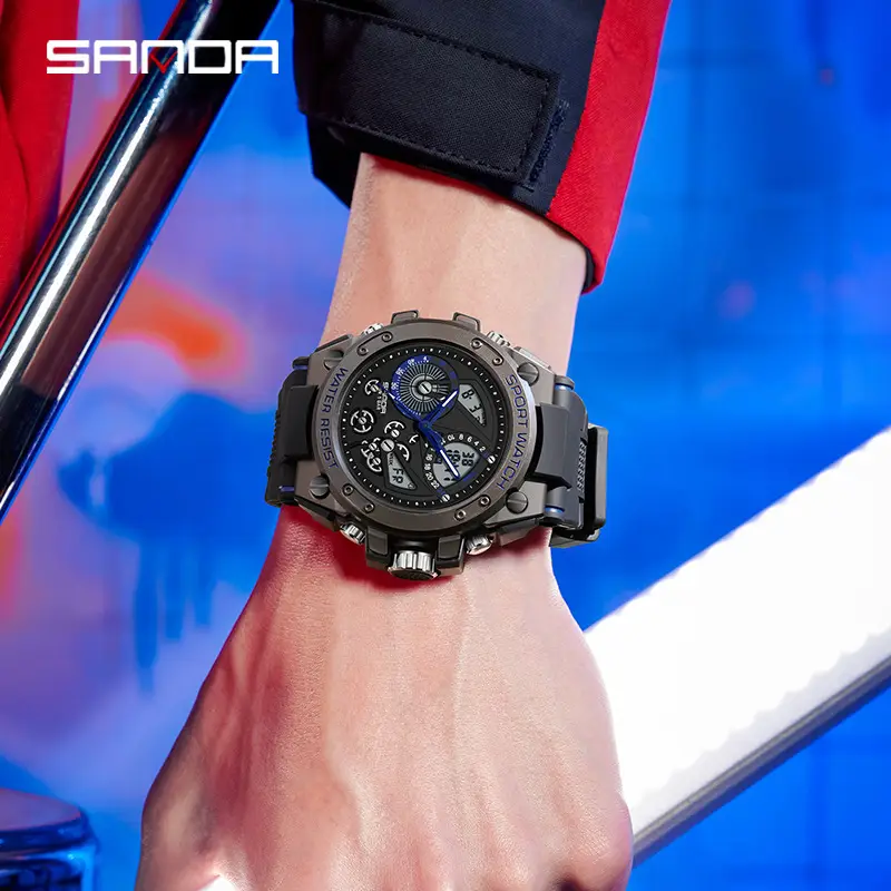 Sanda Sport Watch Gold Black Waterproof Multi Function - Image 9