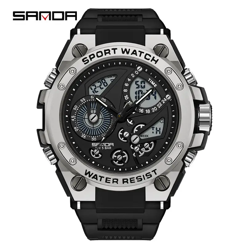 Sanda Sport Watch Gold Black Waterproof Multi Function - Image 3