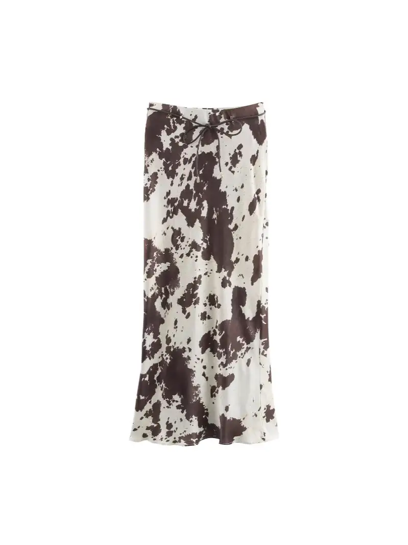 Midi Dress Animal Print Belted Silk Satin - Image 6