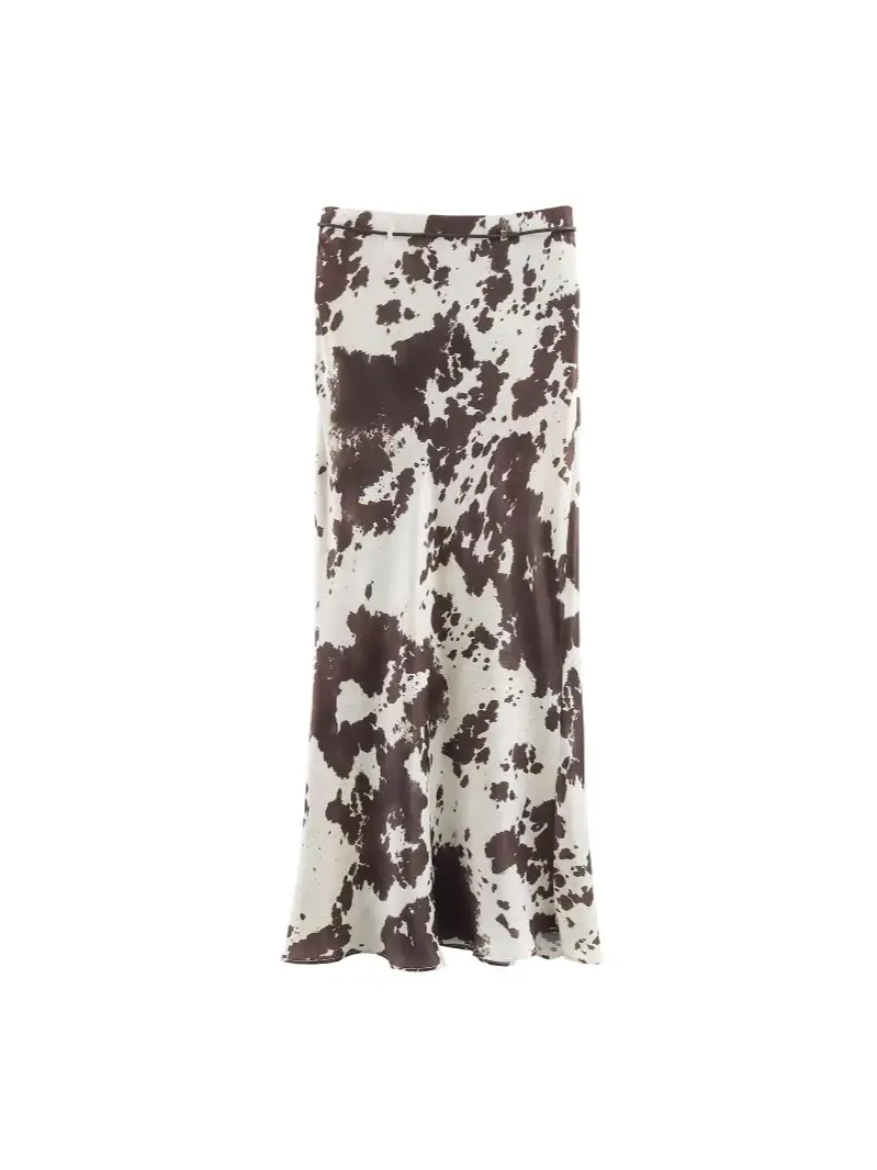 Midi Dress Animal Print Belted Silk Satin - Image 7