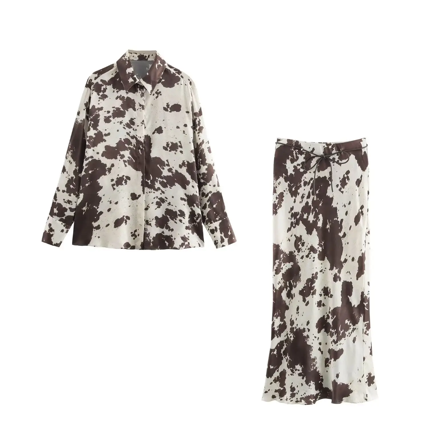 Midi Dress Animal Print Belted Silk Satin — feature 3