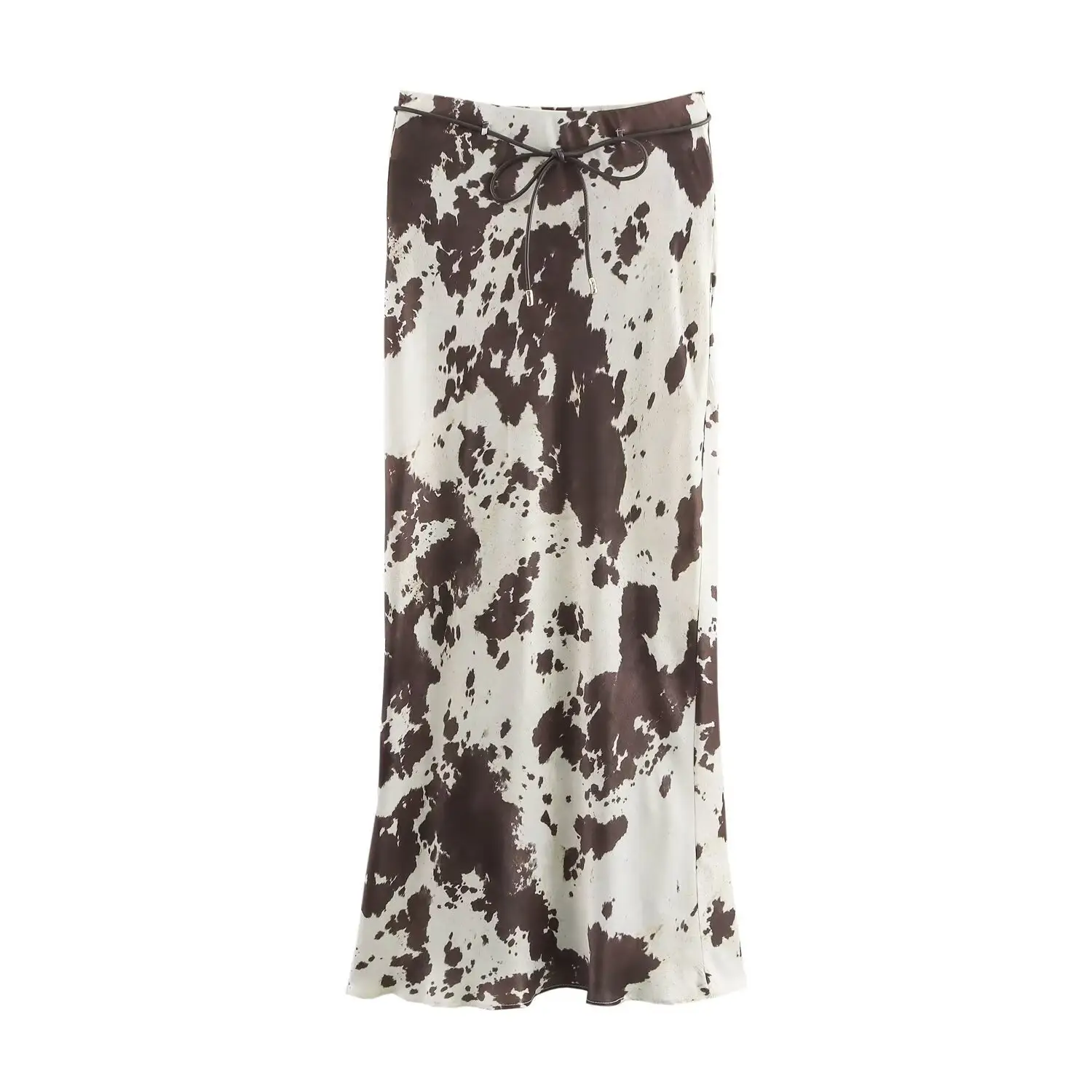 Midi Dress Animal Print Belted Silk Satin - Image 2
