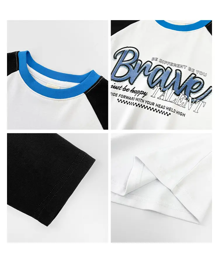 Kids Korean Style Raglan Sleeve T-Shirt White Black Blue — feature 4
