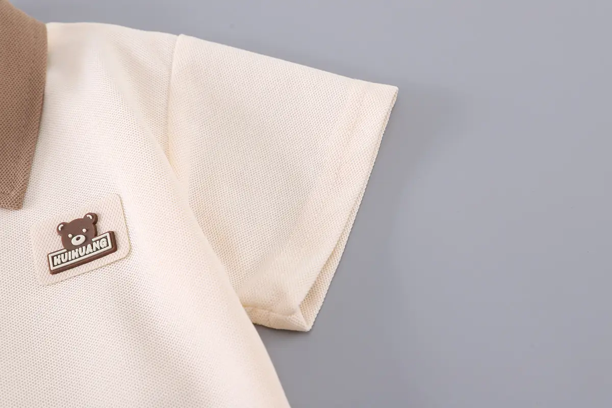 Children's 2-Piece Polo Shirt Set Brown White Summer Boys — feature 9