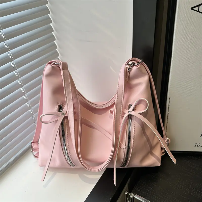 Pink Bow Shoulder Bag for Women Large Capacity - Image 6