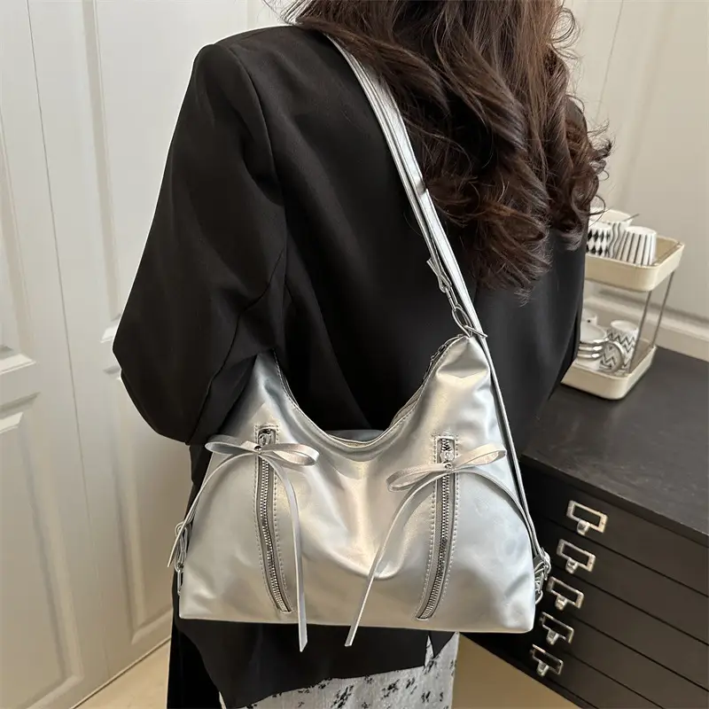 Pink Bow Shoulder Bag for Women Large Capacity - Image 7
