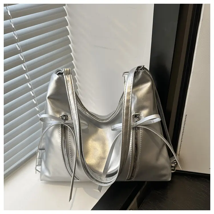 Pink Bow Shoulder Bag for Women Large Capacity - Image 3