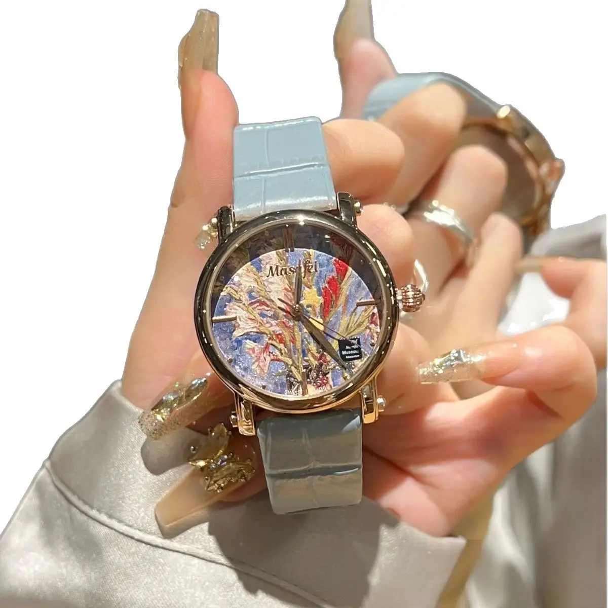 Women's Artistic Waterproof Quartz Watch with Cowhide Strap - Image 6