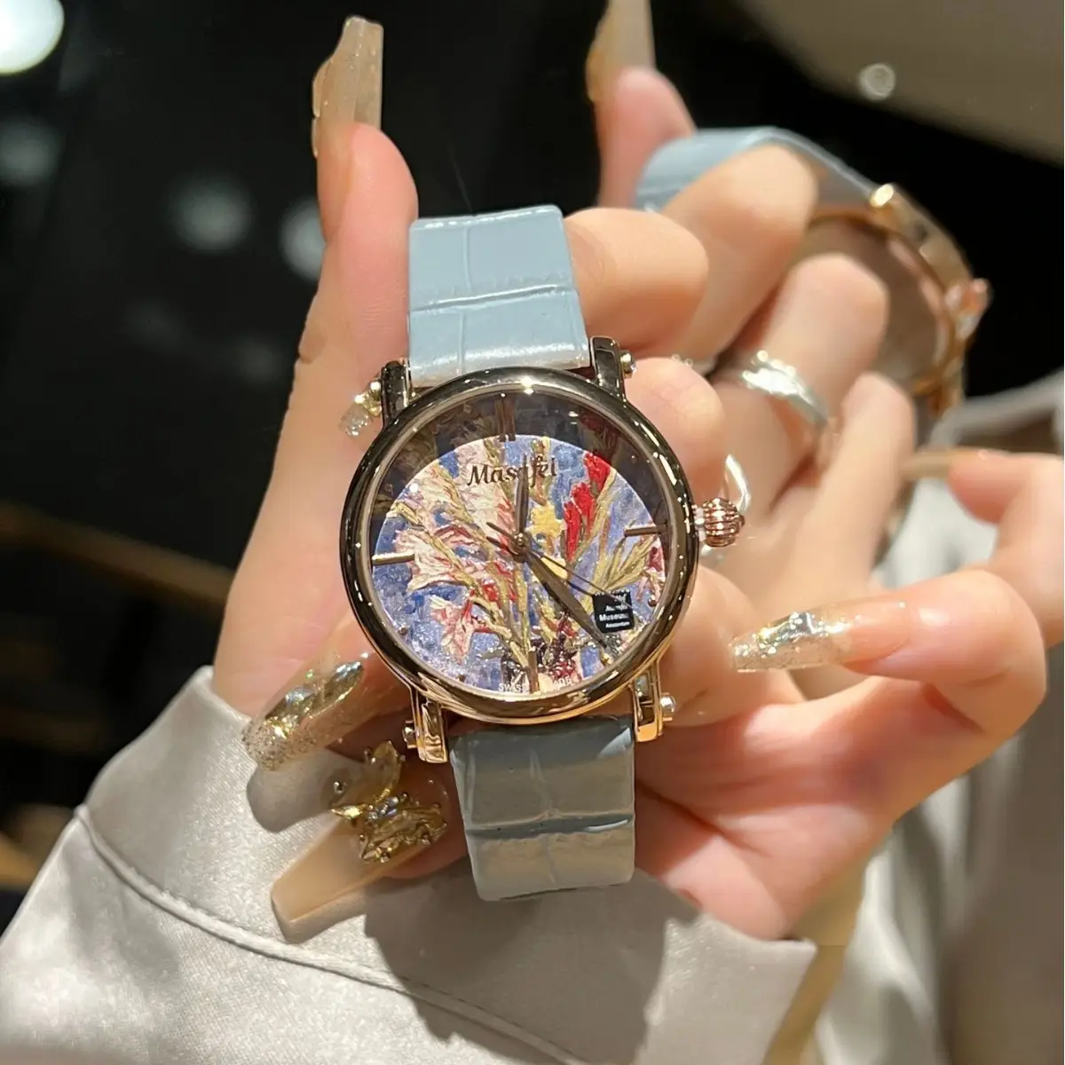Women's Artistic Waterproof Quartz Watch with Cowhide Strap - Image 2