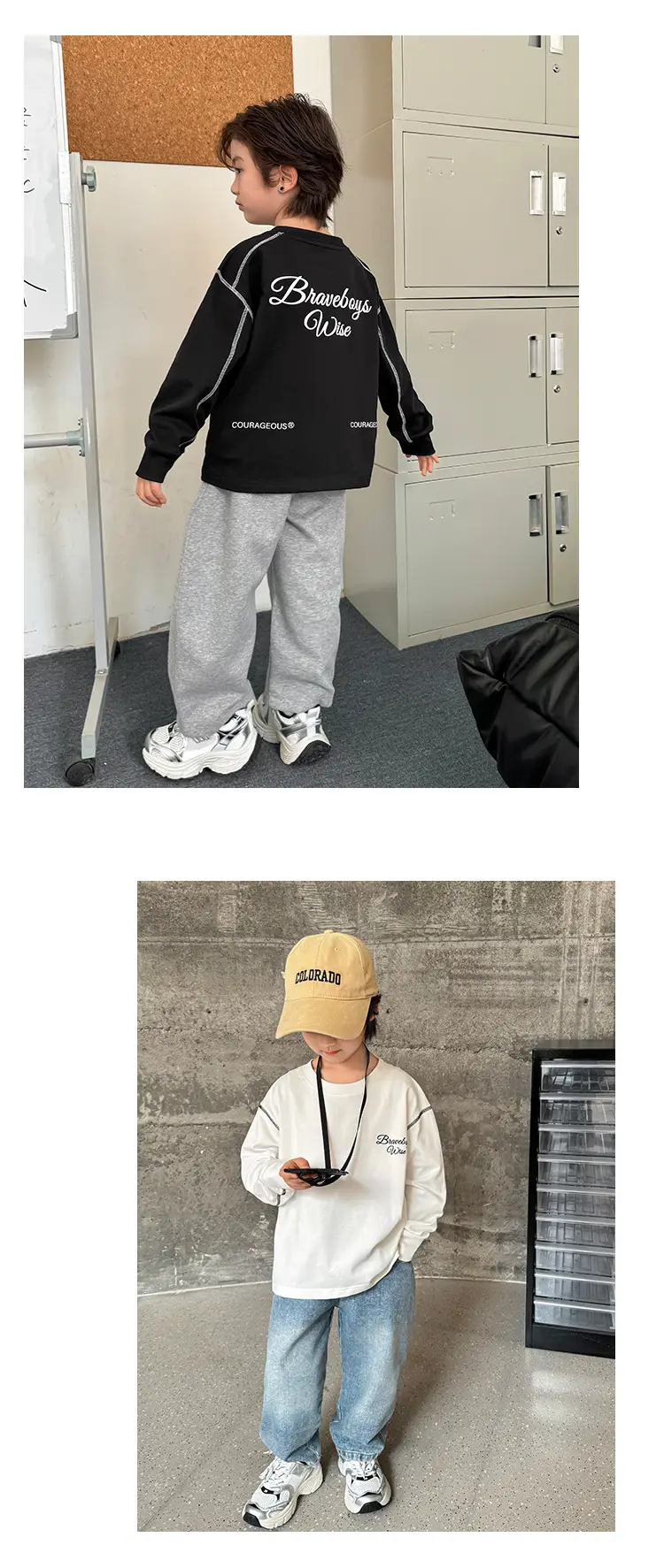 Kids Pure Cotton Long Sleeve T-Shirt White Korean Style — feature 11