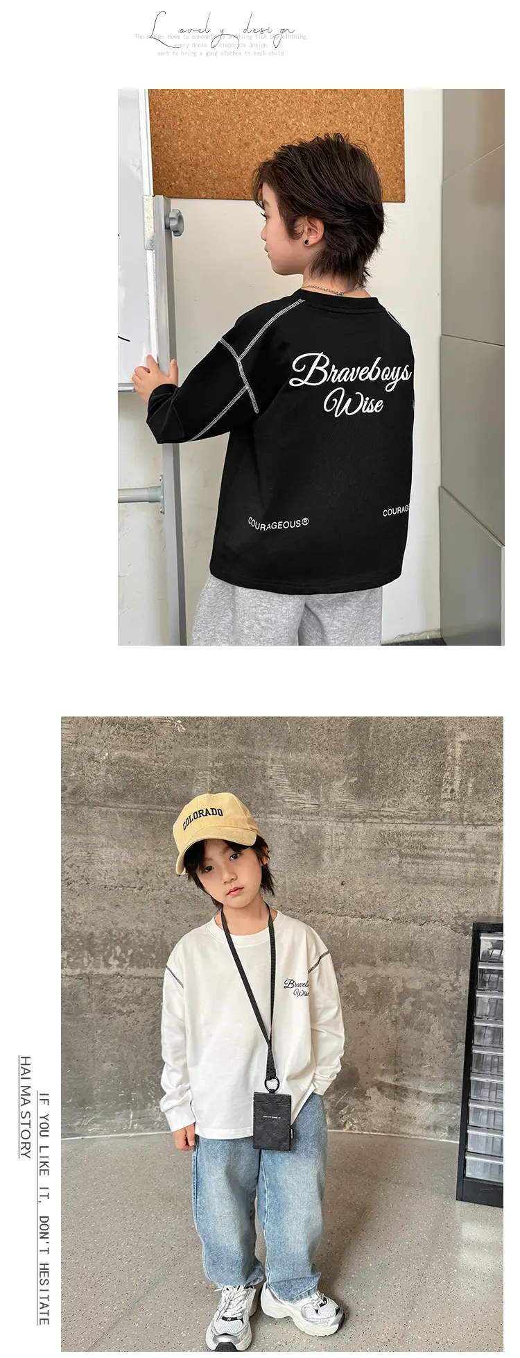 Kids Pure Cotton Long Sleeve T-Shirt White Korean Style — feature 7