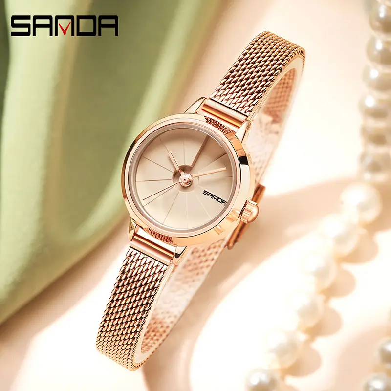 Sanda Rose Gold Mesh Watch for Women - Image 9