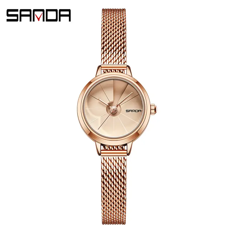 Sanda Rose Gold Mesh Watch for Women - Image 6