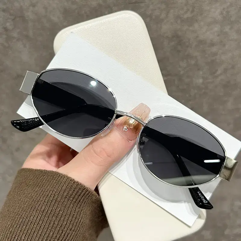 Oval Frame Metal Sunglasses High Sense Cat's Eye - Image 2