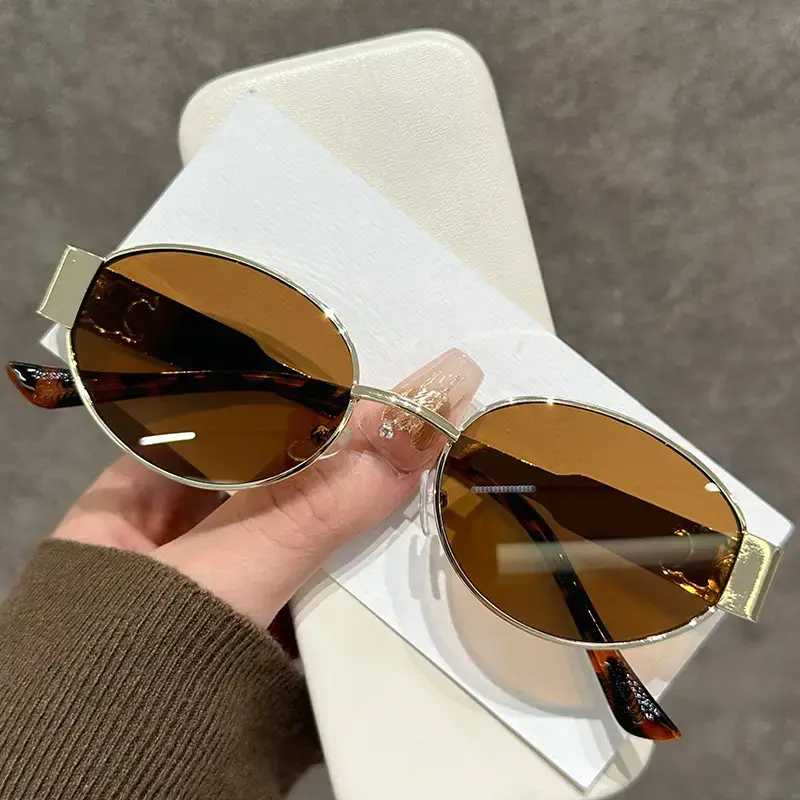 Oval Frame Metal Sunglasses High Sense Cat's Eye - Image 3