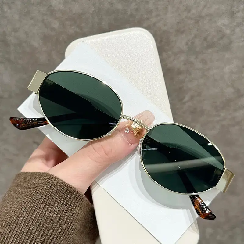 Oval Frame Metal Sunglasses High Sense Cat's Eye - Image 4