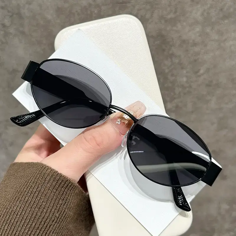 Oval Frame Metal Sunglasses High Sense Cat's Eye - Image 5