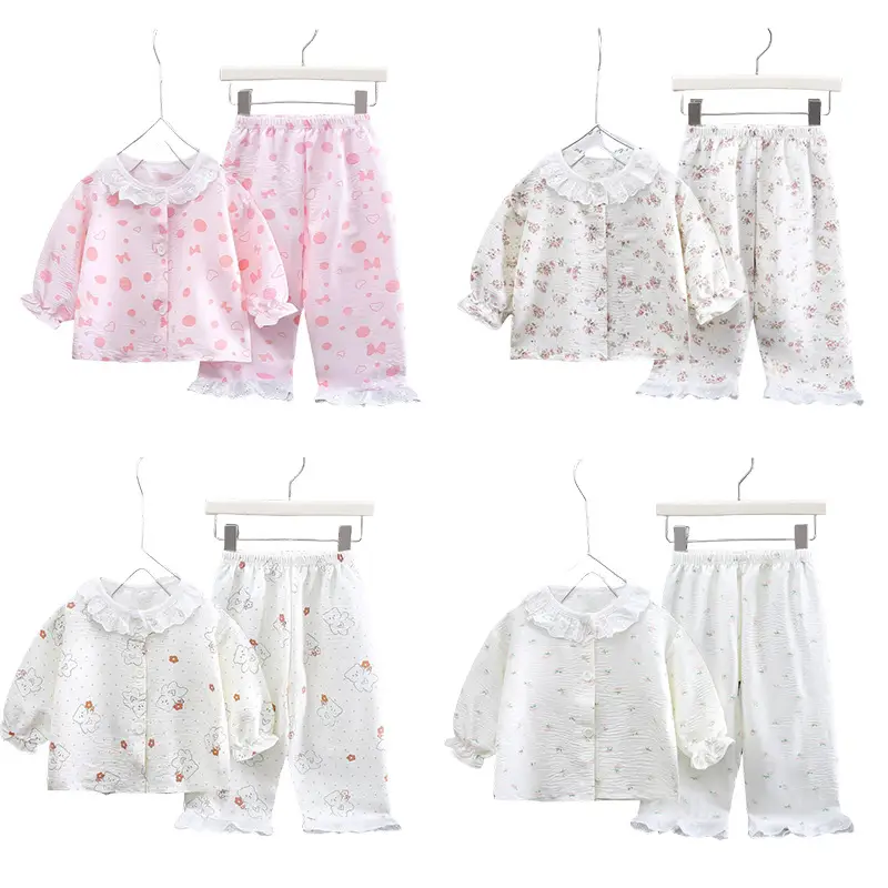 Girls' home clothes suit new loose thin pajamas lace pants air conditioning clothes two-piece children's clothing wholesale