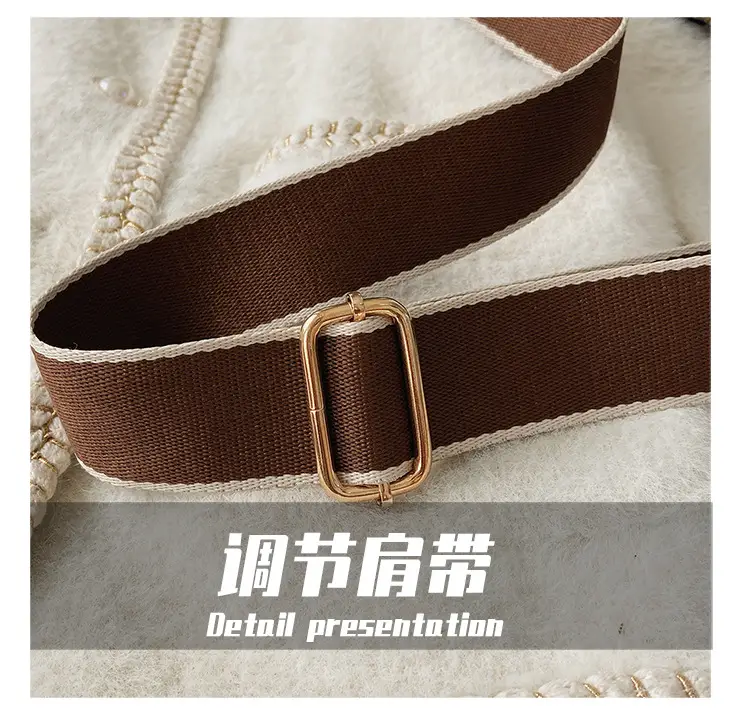 Women's Chain Embroidered Crossbody Bag Brown Leather — feature 8