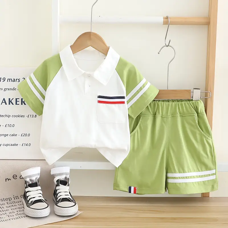 Boy's Navy Polo Shorts Set Summer 5oz