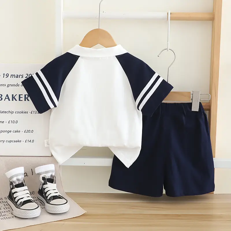 Boy's Navy Polo Shorts Set Summer 5oz