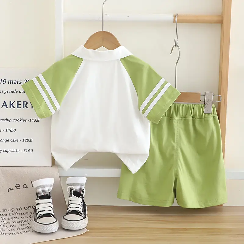 Boy's Navy Polo Shorts Set Summer 5oz — feature 6
