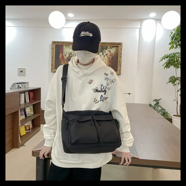 Men's Casual Messenger Bag Large Capacity Tooling Style — feature 9