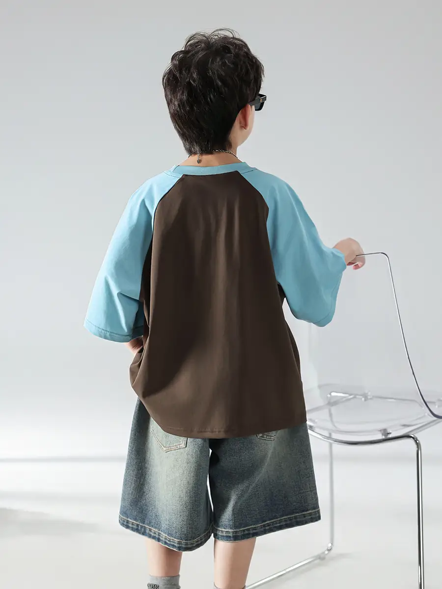 Boys Summer T-shirt Shorts Set Brown Blue 2025 Kids Wear — feature 10