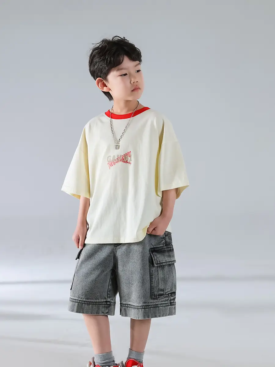 Boys Korean Style Short Sleeve T-Shirt Cream 2025 β feature 16