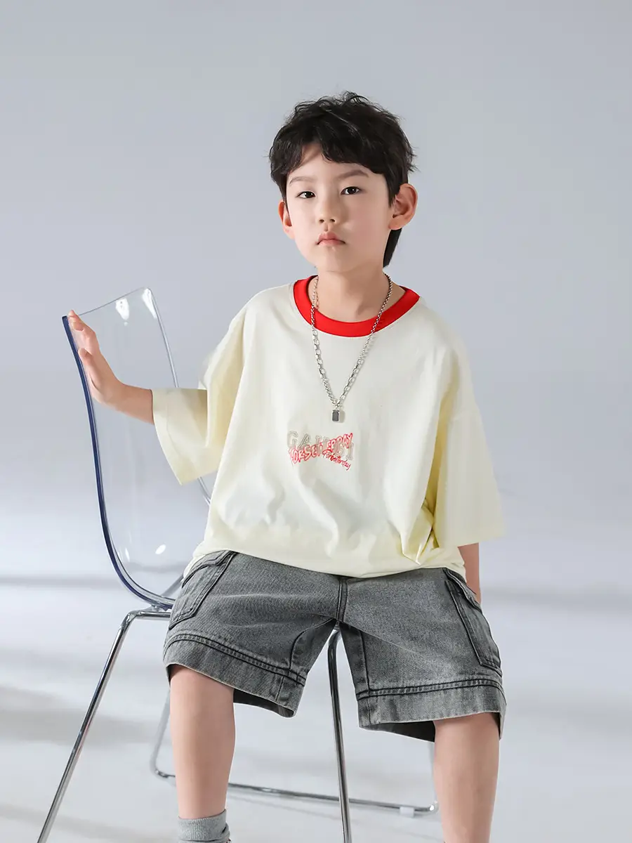 Boys Korean Style Short Sleeve T-Shirt Cream 2025 β feature 21