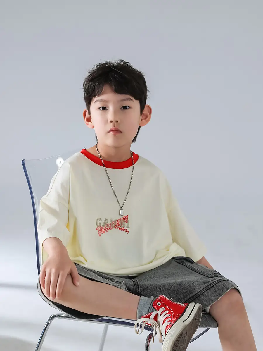 Boys Korean Style Short Sleeve T-Shirt Cream 2025 β feature 22