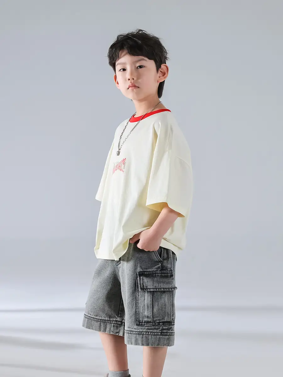 Boys Korean Style Short Sleeve T-Shirt Cream 2025 β feature 9